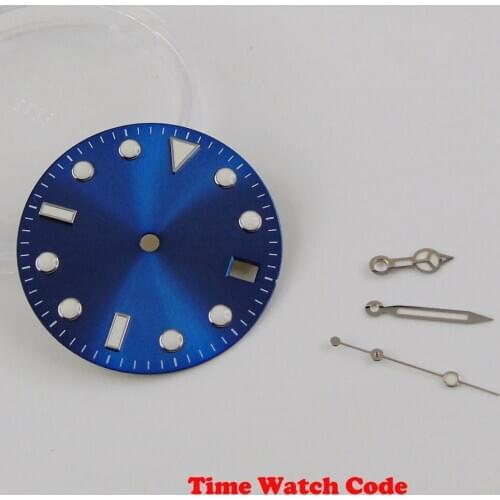28.5mm Blue sterile Watch Dial parts with Hands fit for NH35A movement Blue Luminous