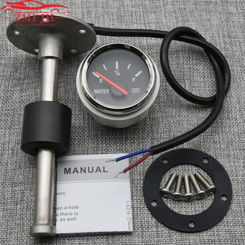 100mm 150mm 200mm 250mm 400mm Fuel Level Sensor 0-190 ohm 240-33ohm Water Level Guage Meter 52mm Gauge for Marine Boat Car Truck