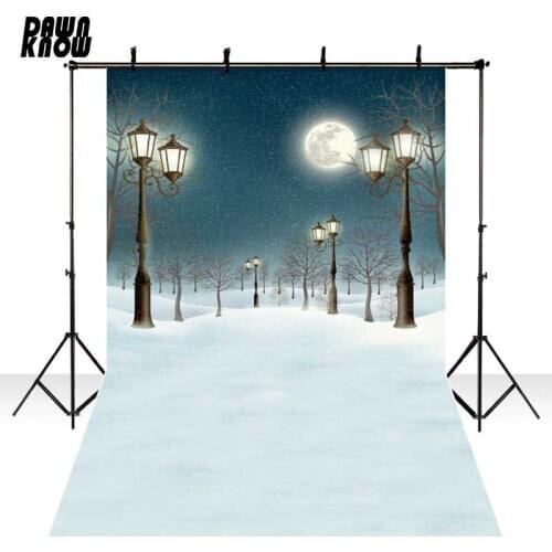 DAWNKNOW Vinyl Photography Background Christmas Theme Backdrops Streetlight Winter Children Snow Photocall Photo Studio ST-328