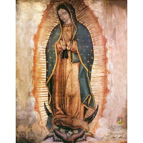 Virgin of Guadalupe Square Canvas Paintings Wall Art Nordic Vintage Religion Portrait Picture Posters Print Living Bedroom Decor