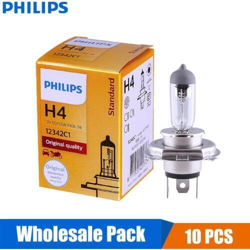 10PCS Philips Vision H4 12V 60/55W P43t 12342C1 +30% Bright Original Light Car Halogen Headlight OEM Auto Hi/lo Beam Wholesale