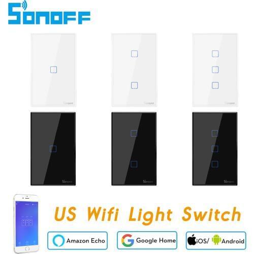 Sonoff TX T2 T3 US Smart Wifi Wall Touch Ligtht Switch, eWelink APP, 433 RF Remote Control, Work with Alexa Google Home