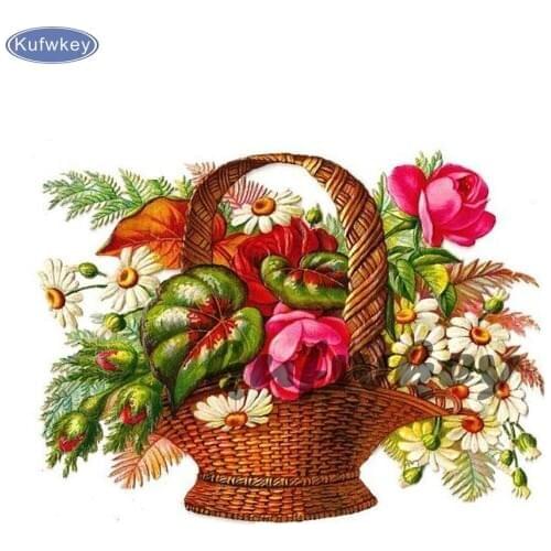 5d diy flower diamond painting cross stitch kits diamond embroidery flower basket picture mosaic pattern home decor