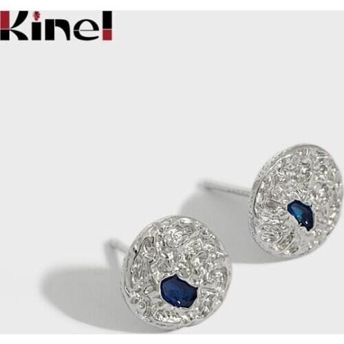 Kinel 100% Silver 925 Jewelry 2021 Women Fashion Geometric Round Enamel Stud Earrings For Women Korean Style INS Girls