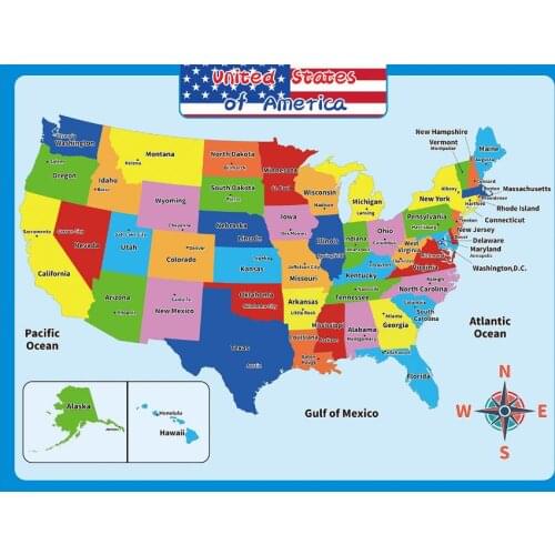 Classroom Central America Map Learning Educational USA World Wall Tapestry Poster Pictures Waterproof Decorations