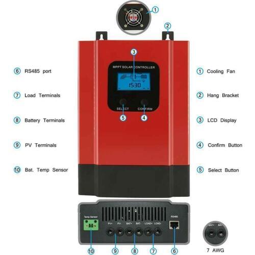 MPPT 40A Charge Controller Solar Esmart3 MPPT Solar Charge Controller Battery Regulator Smart Identification 12V/24V/36V/48V