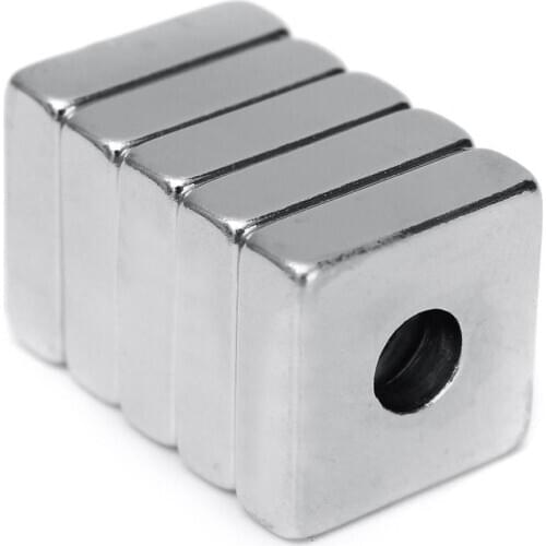5Pcs 15x15x5mm N52 Square Hole Super Strong Blocks Rare Earth Neodymium Magnets For Acoustic field Electronics Electrical Field