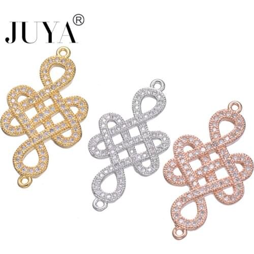 Hot Trendy High Quality Copper Micro Pave Zircon Chinese Knot Charm Connectors Jewelry Findings Accessories Fit DIY Jewellery