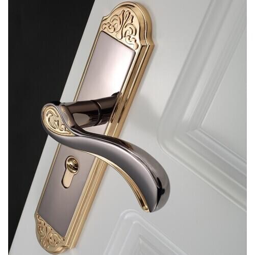 Hardware indoor wooden door lock Mechanical double tongue locks Split bedroom bronze handle lockss Exquisite fashion carved lock
