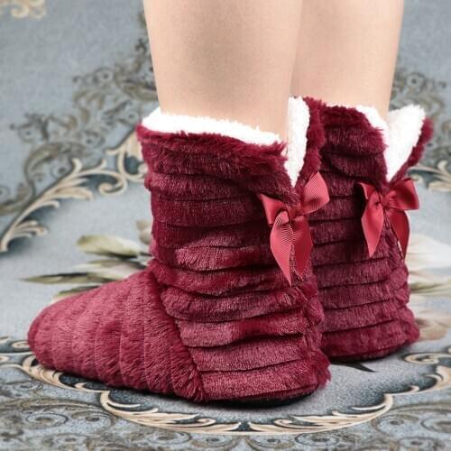 Furry slippers for Women 2020 Bow-knot Home Slippers with Fur Super Soft Winter Room shoes Comfy Indoor Slippers Girls