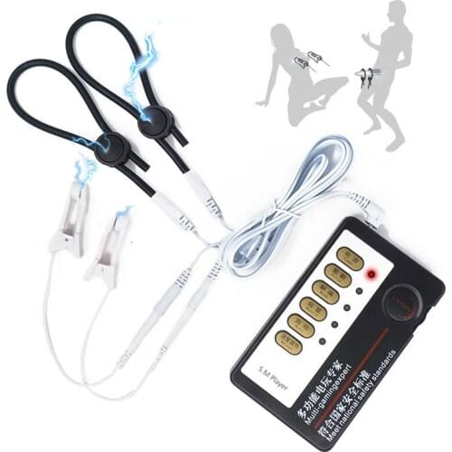 Male Penis Electric Stimulation Cock Ring Sex Toys For Couples Women Nipple Clamp Electro Shock BDSM Men Penis Rings
