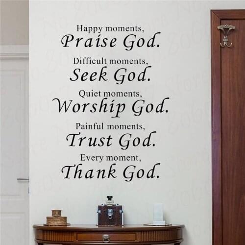 Bible Wall stickers home decor Praise Seek Worship Trust Thank God Quotes Christian Bless Proverbs PVC Decals Living room WL1754