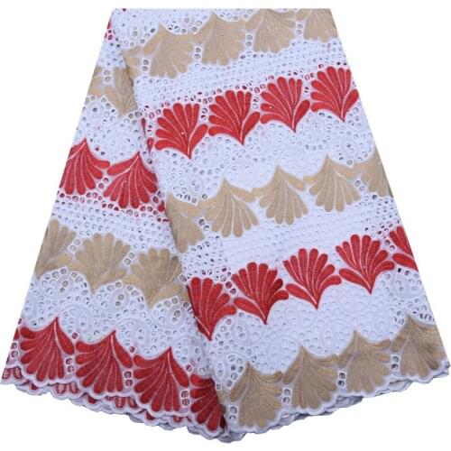 Nigeria Stones Wedding Lace Material 5 Yards Swiss African Swiss Cotton Lace Fabrics Latest Laces For Nigerian Party Dress 1795
