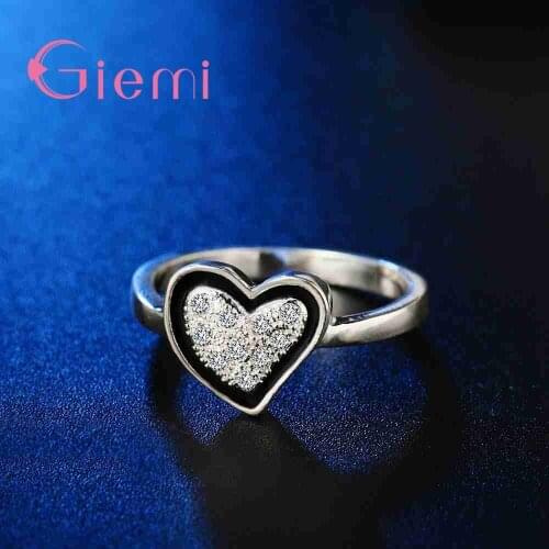 New Fashion Brand Simple Romantic Sweet Heart Ring Filled Crystals For Women Lady Girlfriend Anniversary Gift Wholesale