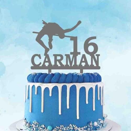 Personalized High Jump Cake Topper Custom Name Age High Jump Silhouette For High Jumper Birthday Party Cake Decoration Topper
