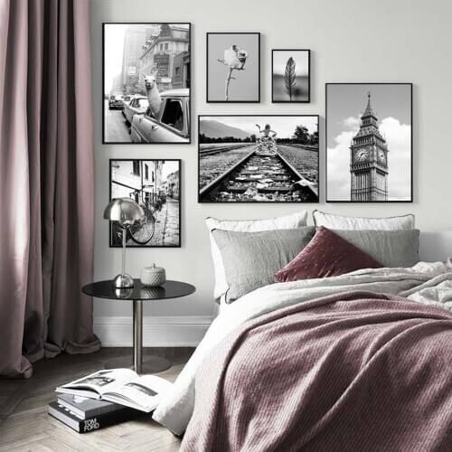 Llama In A Taxi on Times Square Canvas Painting Vintage Black White New York City Posters and Prints Wall Art Pictures for Decor