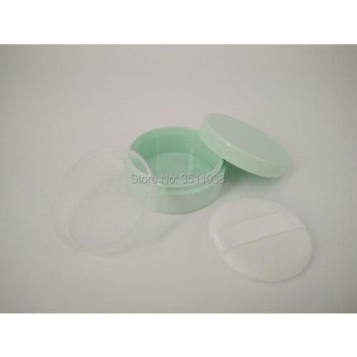 30g 30ml Green Empty Loose Powder Jar with Sifter Puff Cosmetic Plastic Powder Compact Refillable Makeup Case Travel Bottle