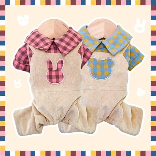 Plaid Shirt Puppy Dog Costume Pet Jumpsuit Pants Chihuahua Spring Summer Pink Green Outfit Yorkshire Ropa Perro Shop Accessories