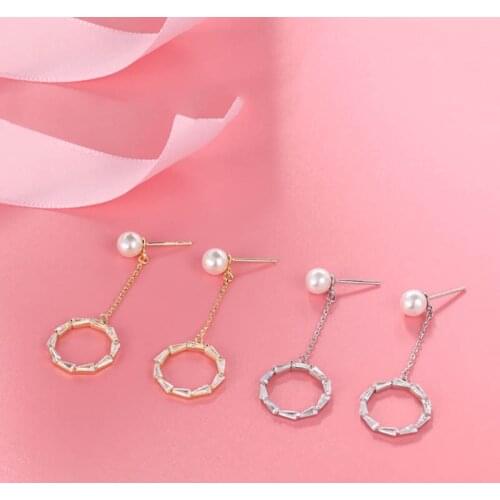 Fashion Trendy Natural Freshwater Pearl Drop Earrings For Women Korean Real 925 Sterling Silver Cubic Zircon Earring Party Gifts