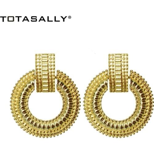 TOTASALLY Golden Alloy Tribe Style Earrings for Woman Geometric Circle ZA dangle Earrings for Evening Party Show Dropshipping