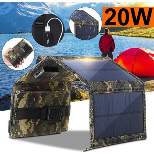 Foldable 20W USB Solar Panel Portable Folding Waterproof Solar Panel Charger Mobile Power Battery Charger Outdoor Equipment