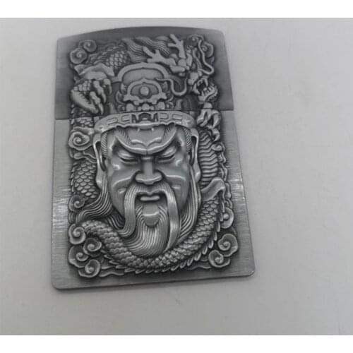 Vintage Wealth Lucky Health Guan Yu Carving DIY Metal Badge for ZP Kerosene Lighter DIY Handmade Decor Smoking Gadget Man Gift