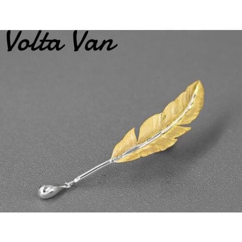 Volta Van Feather Brooch 925 Sterling Silver Classic Elegant 2021 New Fine Jewelry Vintage Anniversary Party Women Silver Brooch