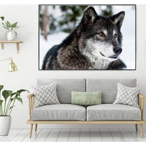 Animal Wolf Wallpaper Canvas Painting Print Living Room Home Decor Modern Wall Art Oil Painting Poster Salon Pictures Framework