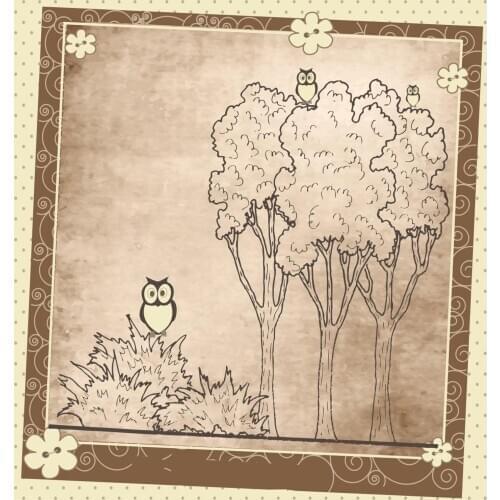 ZhuoAng Owl And Tree Clear Stamp for Scrapbooking Rubber Stamp Seal Paper Craft Clear Stamps Card Making