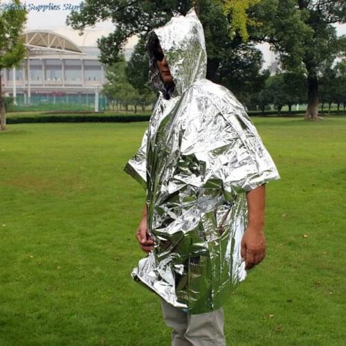 1PCS 100*120CM Emergency Raincoat Aluminum Film Cold Insulation Rainwear Blankets Survival Tool