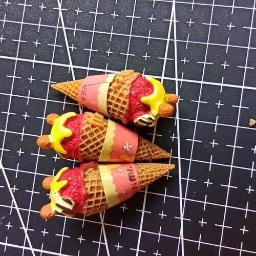 1pcs/lot resin yellow cartoon ice cream cone 33mm Cabochons Hair Bow Center Card Frame Making Craft DIY