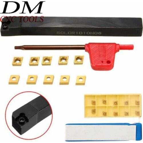 1pc SCLCR1010H06 Lathe Turning Tool Holder Boring Bar Tool carrier + 10pcs CCMT0602 Inser Cemented carbide blade