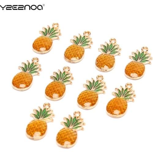 10Pcs/Set Bracelet Gold Pineapple Fruit Alloy Charms Pendant Beads Fit Bracelet For Women Girl Jewelry Making Accessories