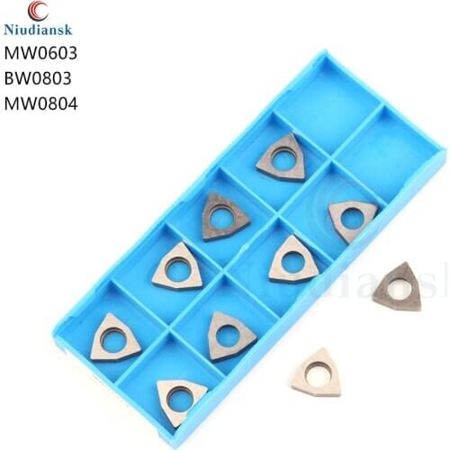 10 pcs MW0603 BW0803 MW0804 High Quality W-Type Peach-shape Carbide Inserts Shim Turning Tool Holder Accessories Lathe Knife Pad