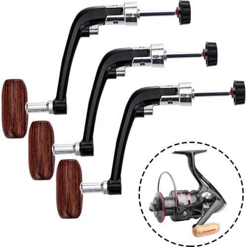 3PCS Rotary Fishing Spinning Reel Handle Foldable Non-slip Fishing Reel Grip Wooden Knob Fishing Reel Handle Fish Tackle