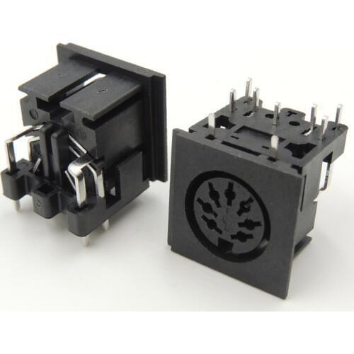 6pcs Din Socket 7 Position Female 7 Pin PCB Mount Right Angle Through holes SDS-J DS Power Socket Rating 2A 110V Circular