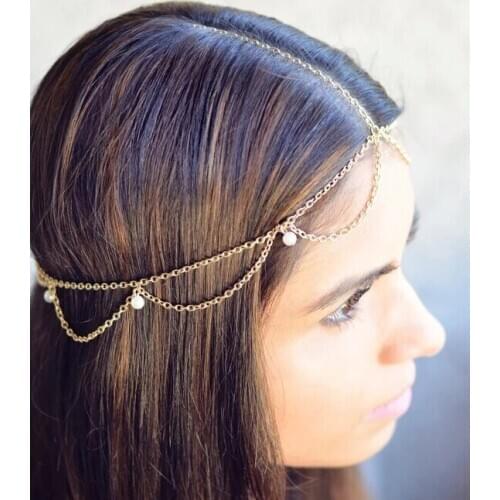 Bohemian India Bridal Hair Decoration Women Tassel Wedding Headbands Gold Headpiece Head Chain Hair Afghan Jewelry Accessories