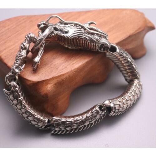 Solid 925 Sterling Silver Dragon Bracelet 13mm Link Chain Bracelet 8.07" L