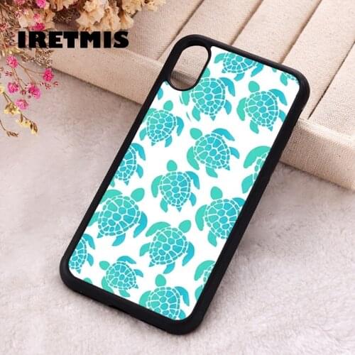 Iretmis 5 5S SE 2020 Phone Cover Case for iPhone 6 6S 7 8 Plus X Xs XR 11 12 Mini Pro Max Silicone TPU Turtle Blue Green