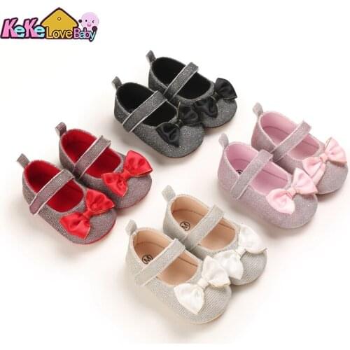Baby Shoes Newborn Infant Pram Girls Princess Moccasins Bowknot Soft Shoes Comfortable Bottom Non-slip Baby First Walkers
