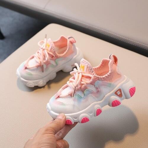 Kids Mesh Sports Shoes for Girls Boys Single Mesh Shoes 2021 Spring Autumn New Child Breathable Sneaker Fashion Non-slip 21-30