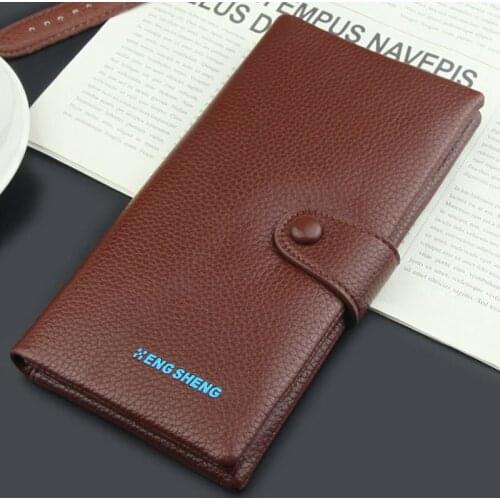 Mens Wallet Credit Card Holder Leather Purse Wallet Long Clutch Short Wallet Coffee