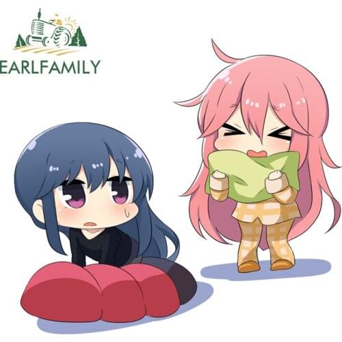 EARLFAMILY 13cm x 12cm for Yuru Camp Car Stickers Motorcycle Decal Camper VAN Anime Funny Sticker Waterproof Sunscreen Decor