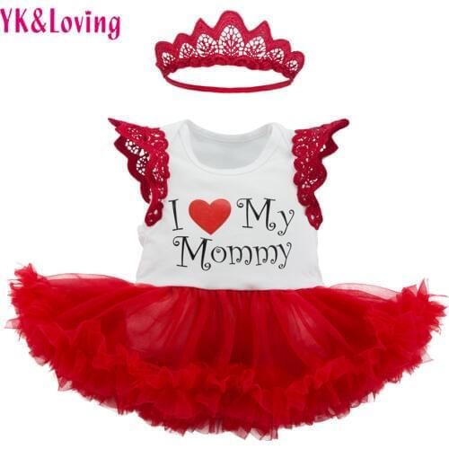 Boutique Baby Clothes for Girls as Mothers Day Gift Sleeveless Red Dress for Infant Girl Newest Style 2019 Spring Mesh Dresses