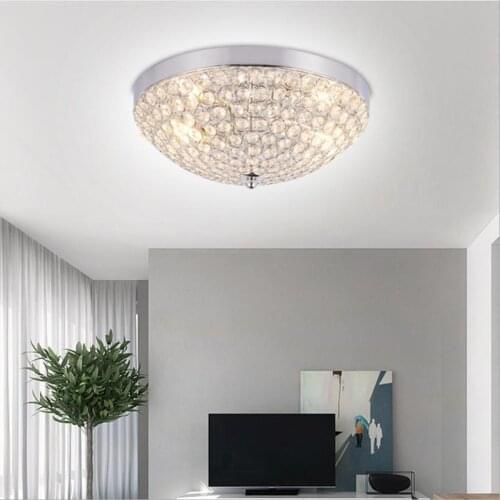 Crystal Light Fixture with 2 Lights Modern Chrome Flush Mount Ceiling Lamp Fixtures for Hallway Dining Bedroom Kitchen