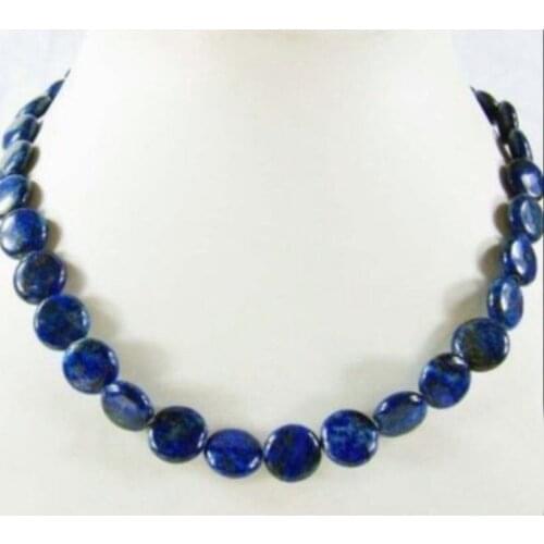 JD65 DE76 FREE shipping>>> >>>12mm Natural Egyptian Lapis Lazuli stone Coin Beads Jewelry Necklace 18" AAA