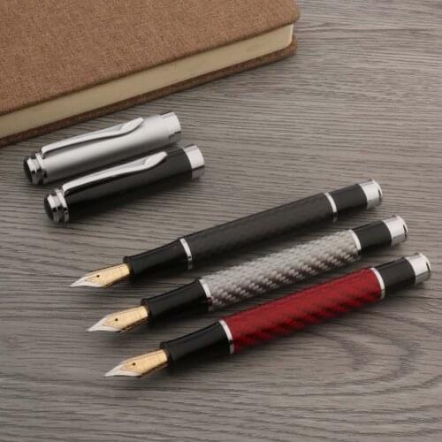 Quality Carbon Fiber Metal Fountain Pen Classic 35 Iridium Nib Stationery Office School Supplies Golden Ink Pens
