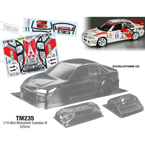 Remote Control Car Shell Mishubishi Evolution III Mini Clear Body 225mm + Logo Body Stickers For 1/10 Rc Cars On Road Toys Truck