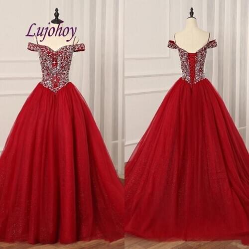 Red Luxury Quinceanera Dresses Ball Gown Plus Size 15 year old Sixteen Crystal Masquerade Sweet 16 Dress Prom Dress
