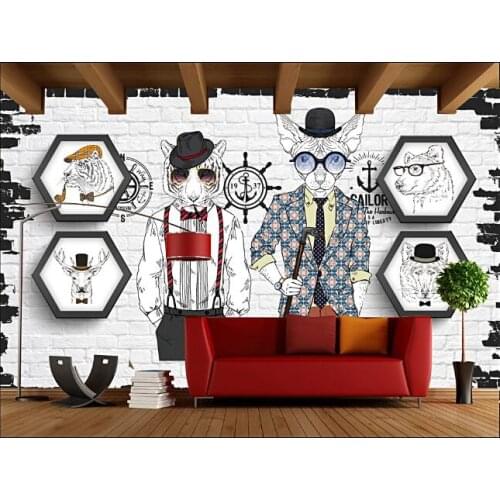 Creative Hand Painting Animal Carton Wallpaper for Kids Bedroom Wall Murals Home Decorative Children Room Contact Paper